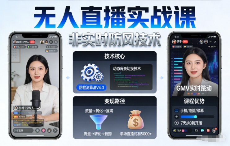 宝子哥无人直播实战课，非实时防风技术，聚焦抖音快手等平台直播带货，轻松开启直播变现之路（更新2026年08月31日）
